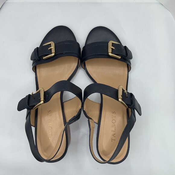 Talbots Womens Black Strappy Heeled Sandals With Adjustable Buckles Size 7.5 - Picture 4 of 5